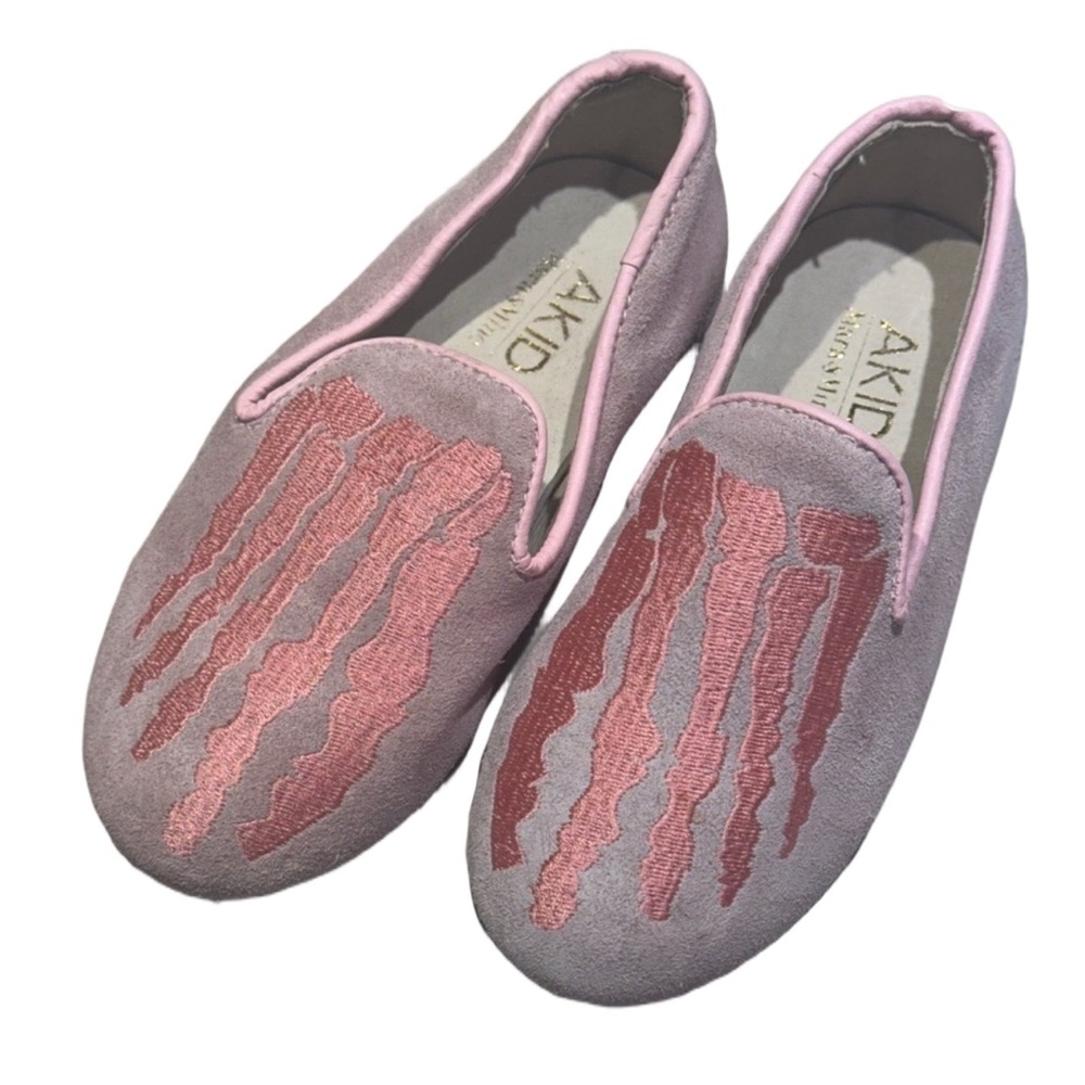 AKID Pink Suede Skeleton Loafers, Great Condition, Size 10. HTF Loafers Preppy
